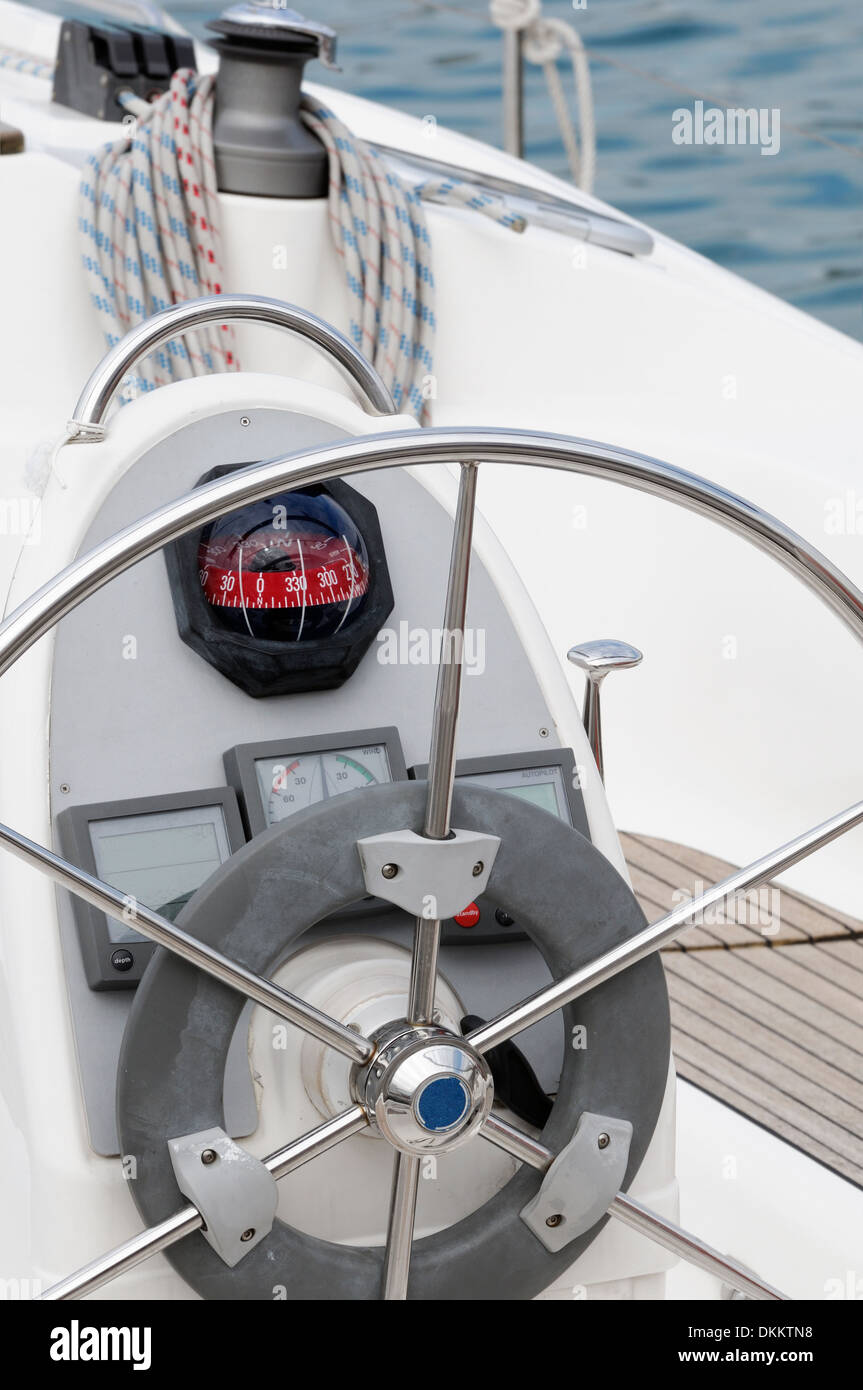 Navigation instruments on a sailboat Stock Photo - Alamy