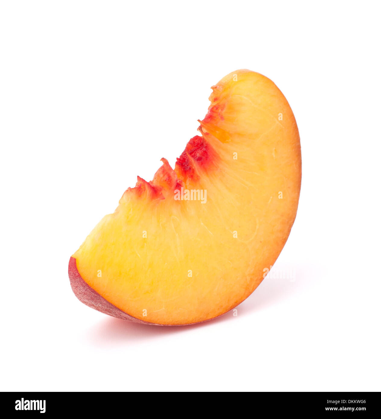 Ripe peach fruit slice isolated on white background cutout Stock Photo ...