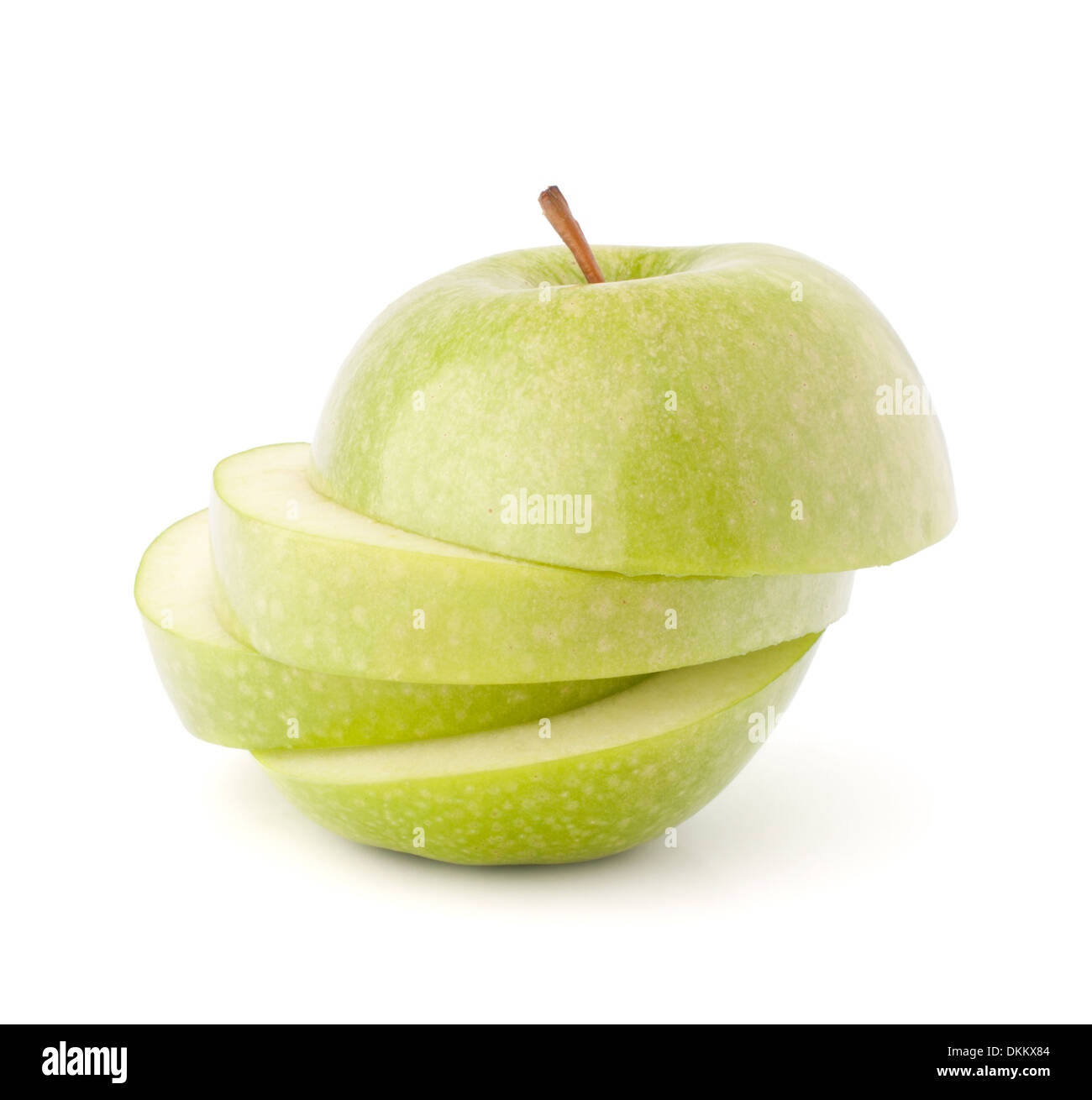 Green sliced apple isolated on white background cutout Stock Photo - Alamy