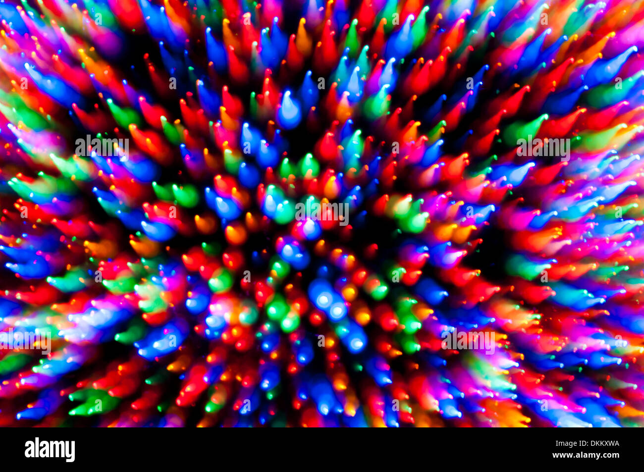 Christmas tree lights motion blur zoom abstract Stock Photo