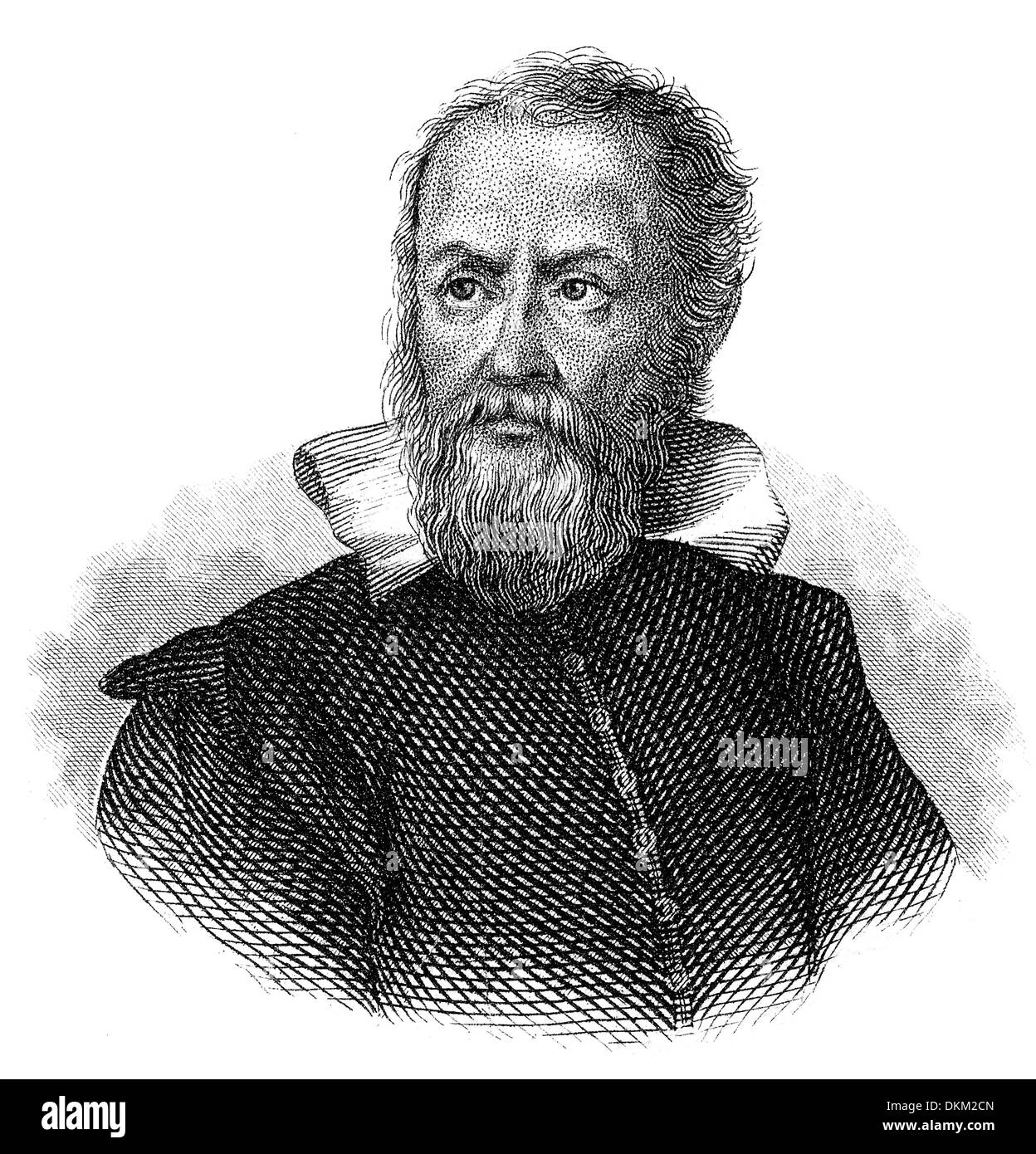 portrait of Galileo Galilei, 1564 - 1642, an Italian philosopher, mathematician, physicist and astronomer Stock Photo