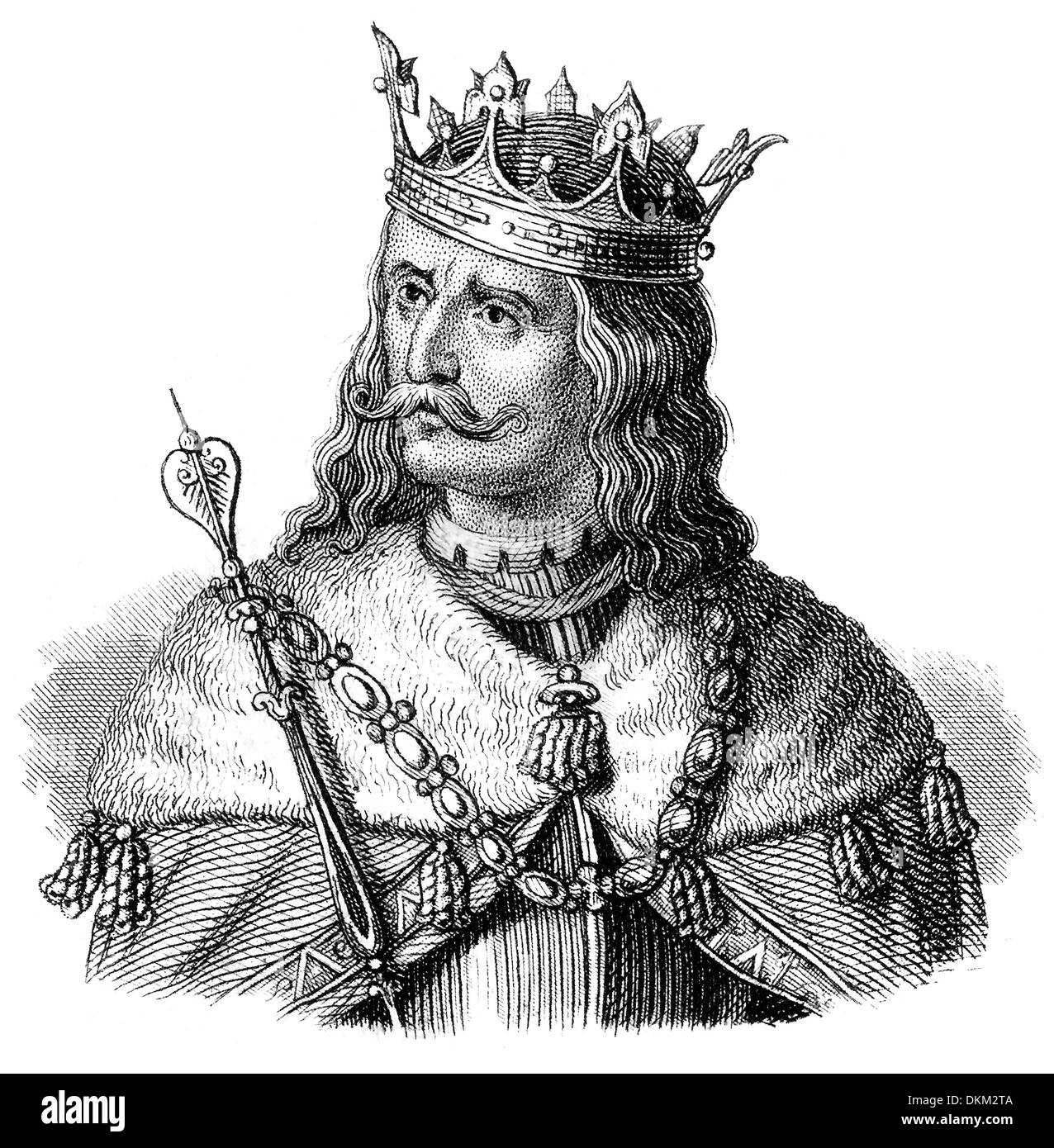 Portrait of George of Kunštát and Poděbrady or Poděbrad or Podiebrad, 1420 - 1471, King of Bohemia, leader of the Hussites, Stock Photo