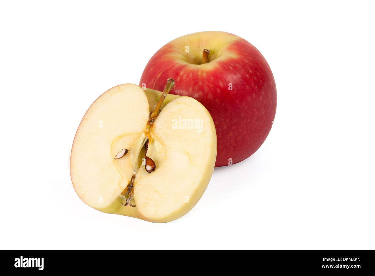 apple and half apple sliced on white background with path Stock Photo