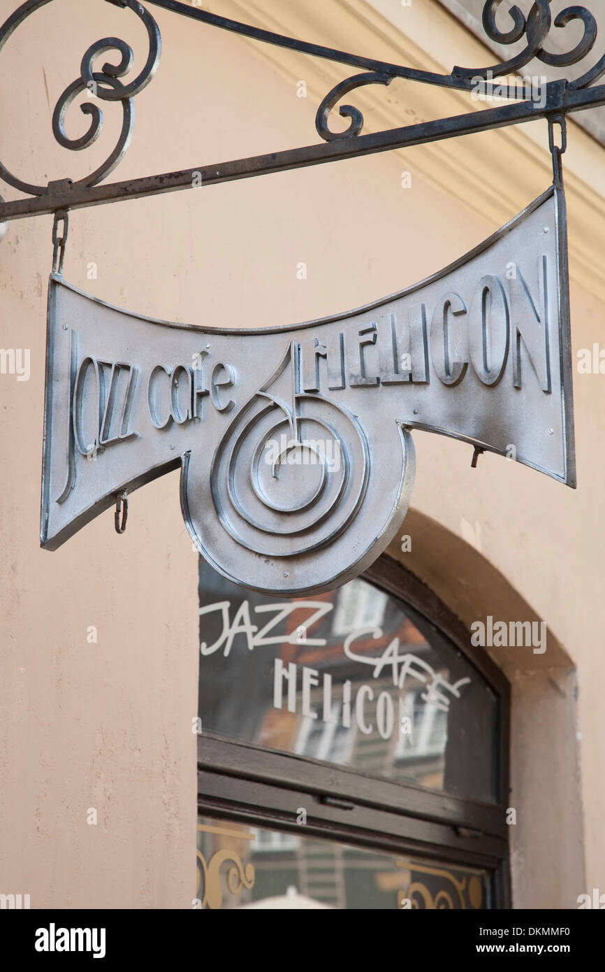 Jazz Cafe Helicon Sign; Nowe Miasto; Warsaw; Poland; Stock Photo