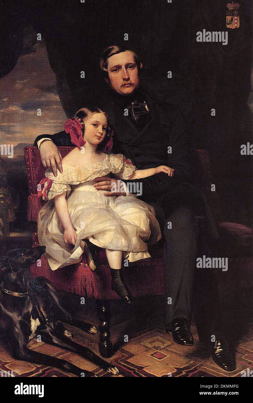 Franz Xaver Winterhalter - Portrait of Alexandre Louis Joseph Berthier Prince of Wagram and his daughter Stock Photo