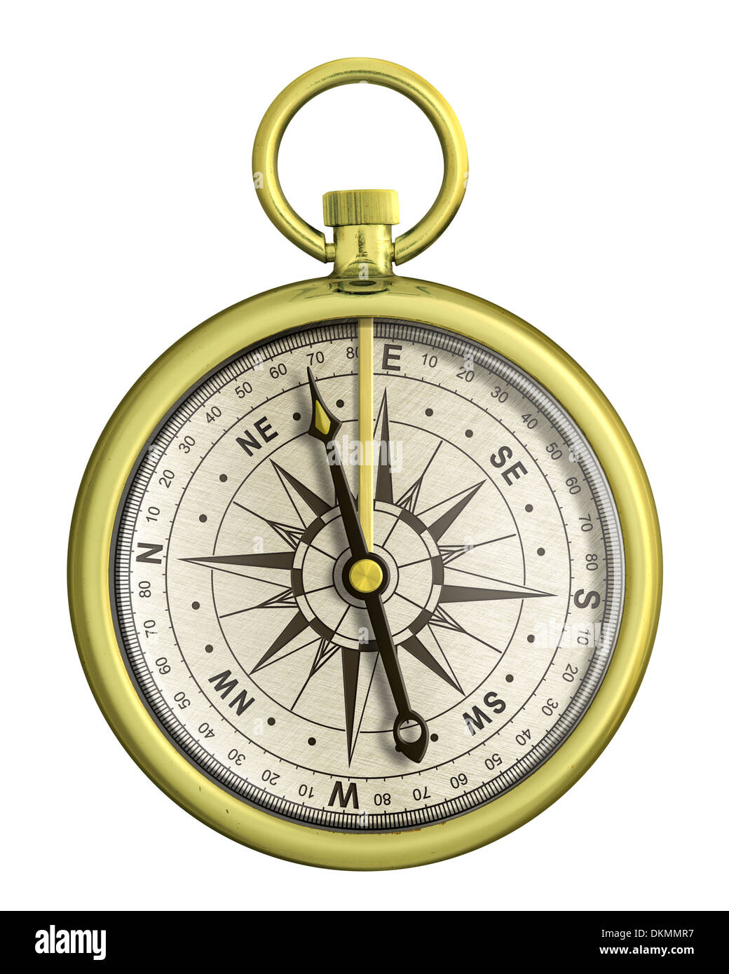 old gold nautical compass isolated Stock Photo