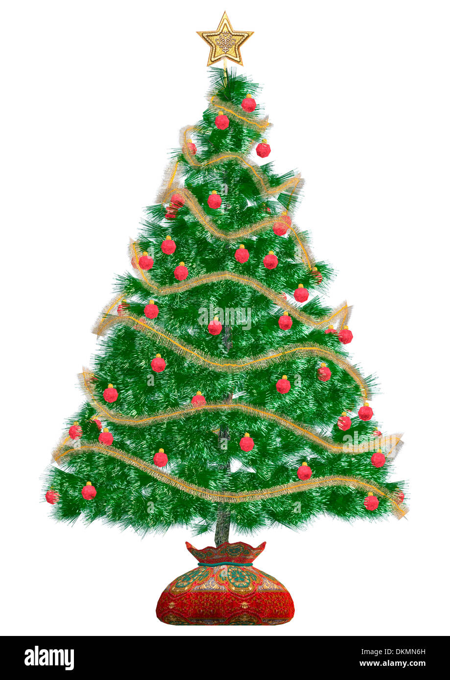 3D digital render of a beautiful Christmas tree isolated on white ...