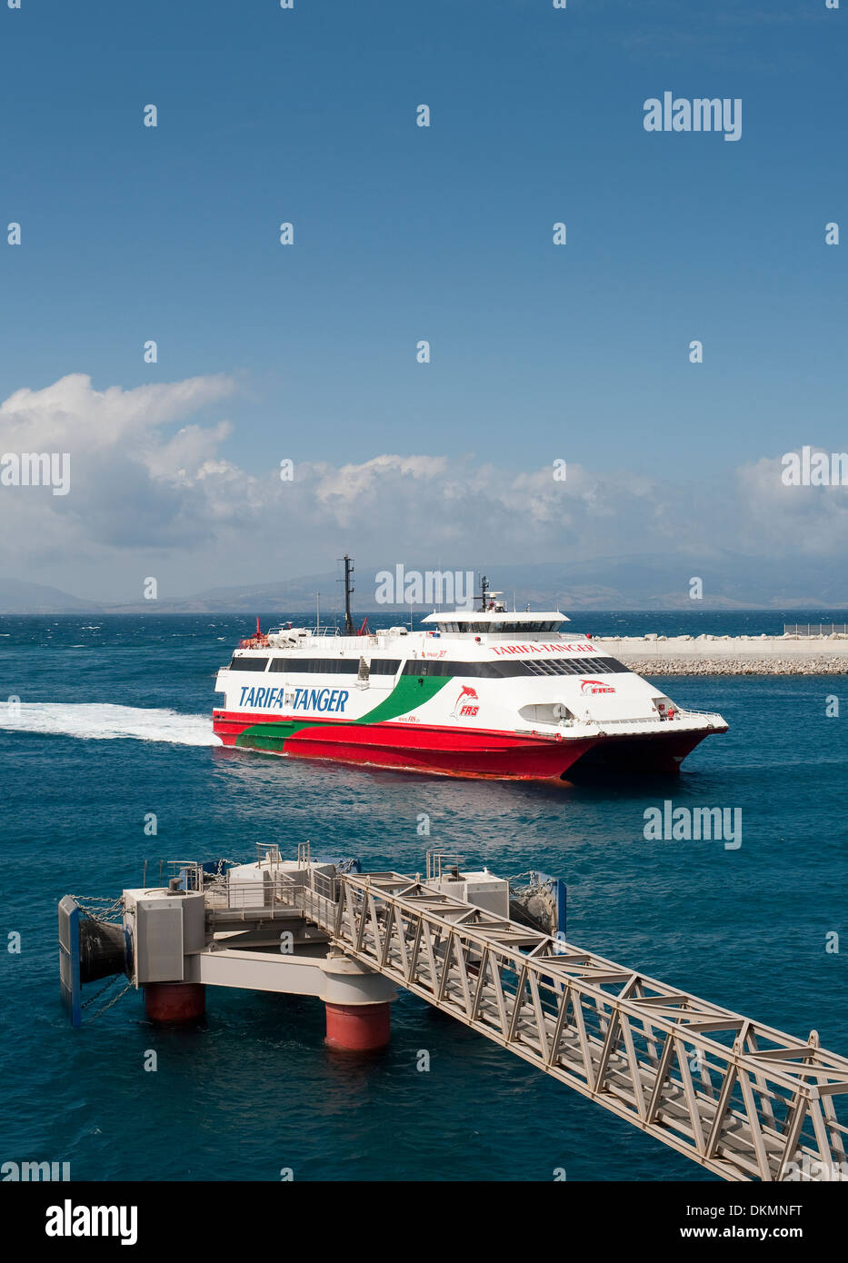 A fast ferry connecting Europe with Africa. Stock Photo