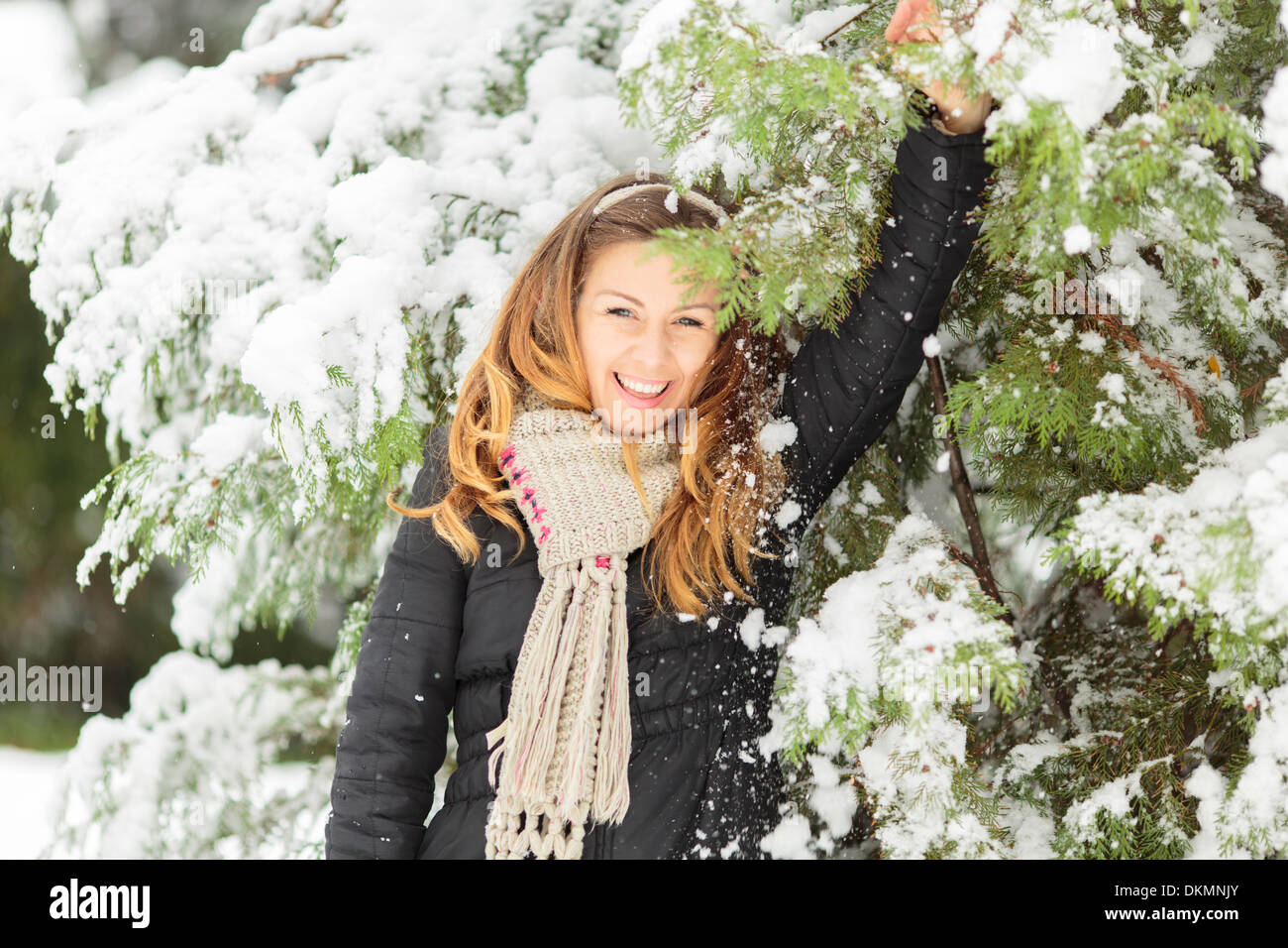 Woman happiness closeup winter hi-res stock photography and images - Alamy