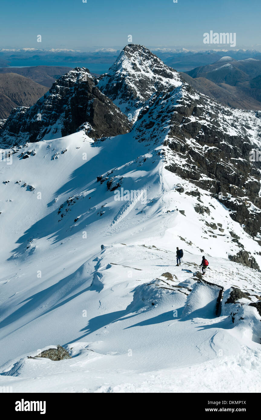 The main ridge of the Cuillin mountains from Bruach na Frith, looking ...