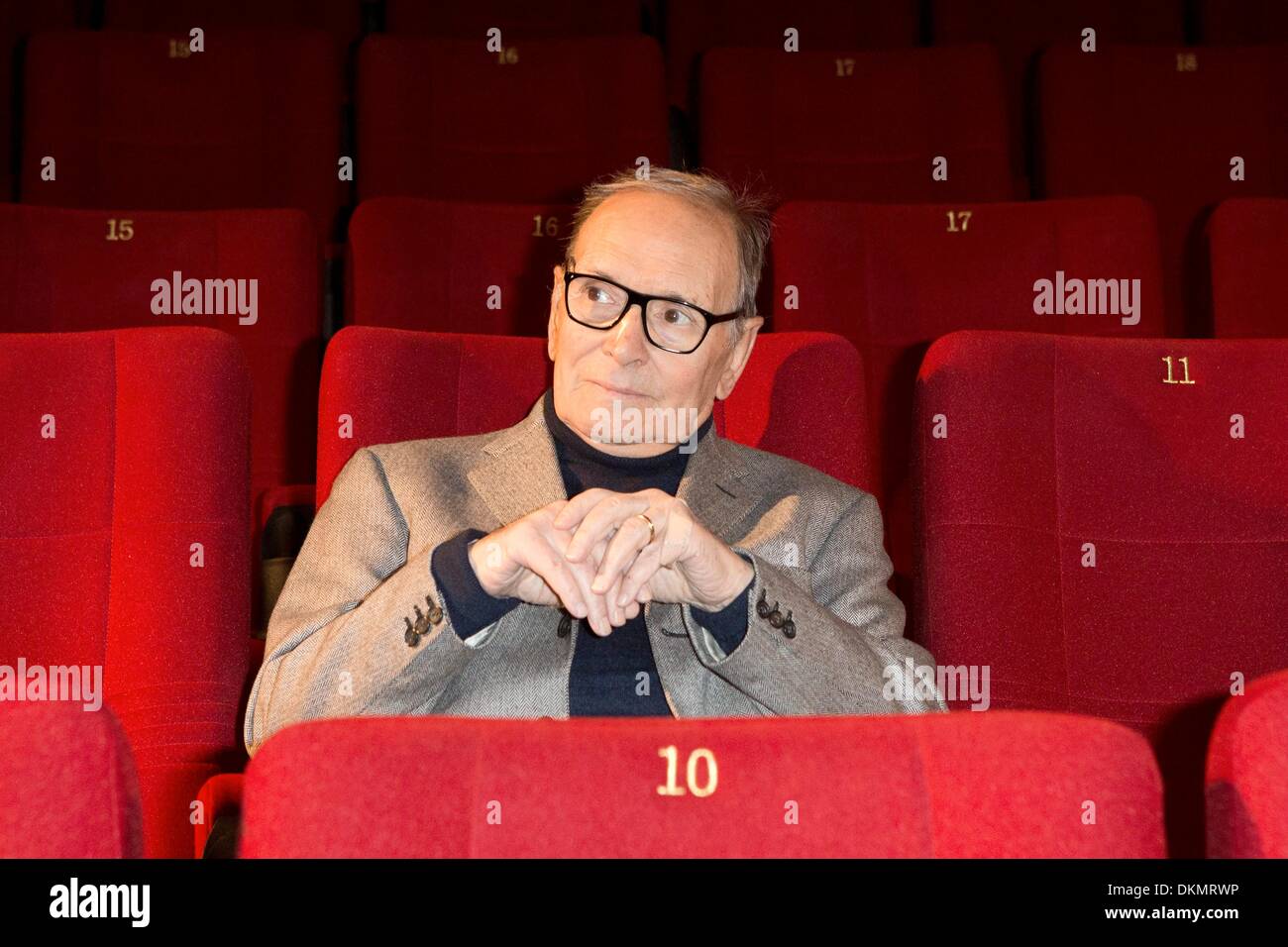 Berlin, Germany. 6th Dec, 2013. Italian film composer Ennio Morricone poses during a press conference as he presents his '50 Years of Music' live tour in Berlin, Germany, 6 December 2013. Morricone will be awarded with the European Film Prize in the category 'Music' in Berlin, 7 December 2013. Credit:  dpa/Alamy Live News Stock Photo