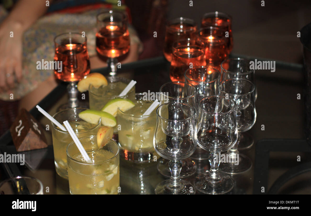 Drinks on table Stock Photo Alamy
