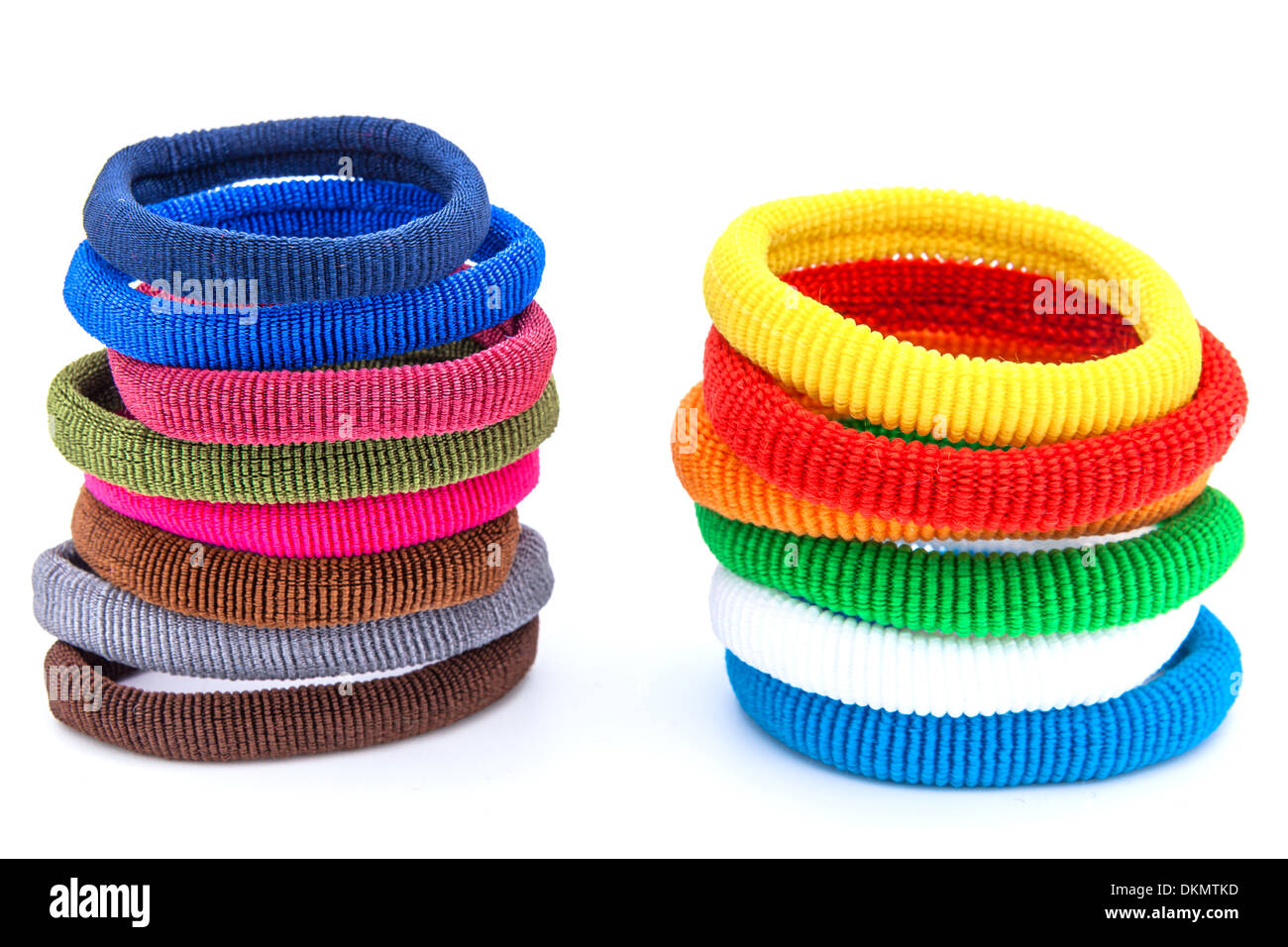 Several pony-tail holder of different colors Stock Photo