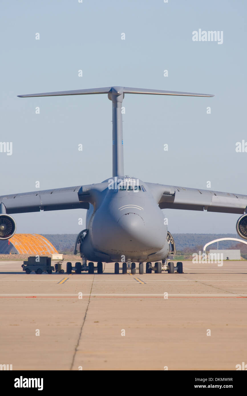 Military plane of transportation of materials and people Stock Photo