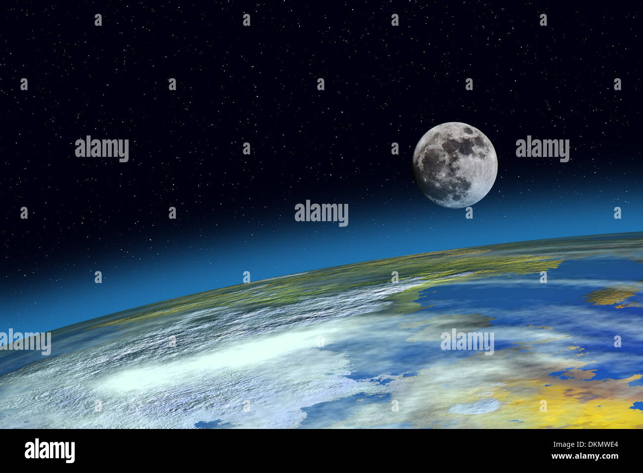 Surface Planet Earth and Moon from space Stock Photo - Alamy