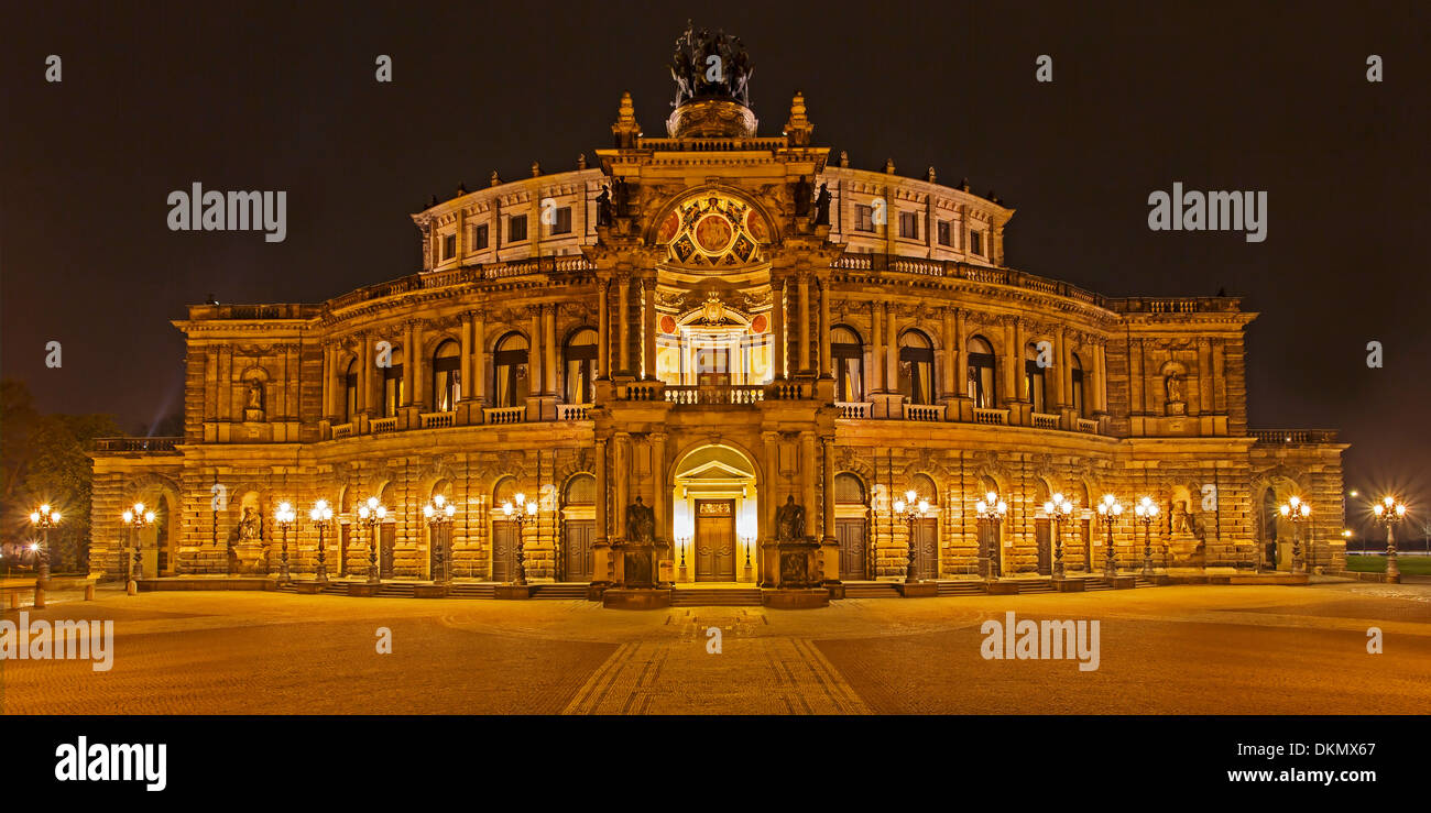 Opera house, Theater Square, Dresden, Saxon, Germany, Europe Stock Photo