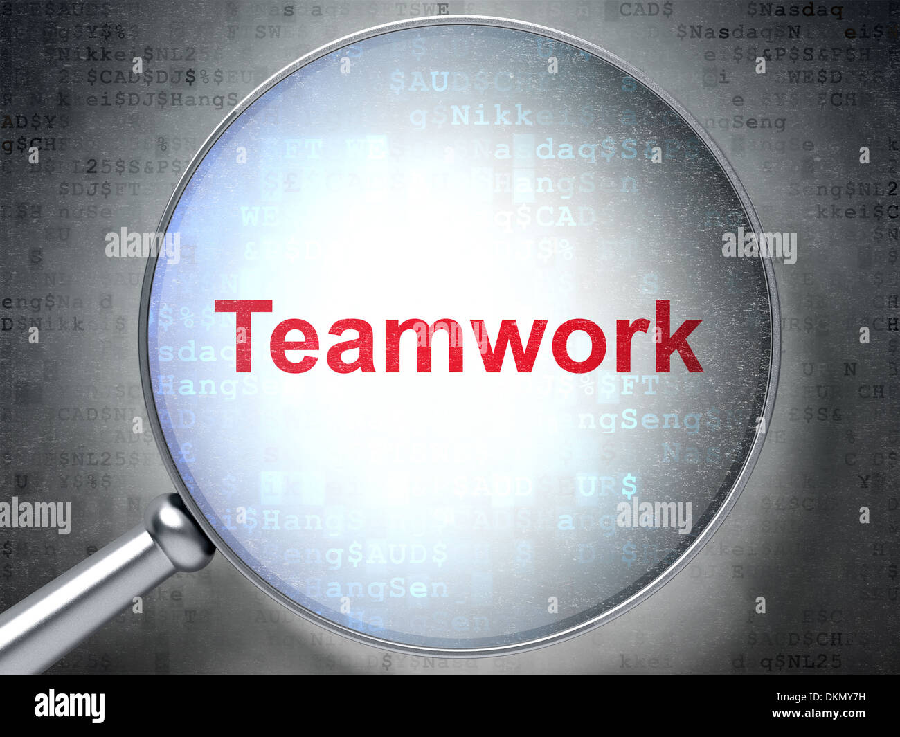 Finance concept: Teamwork with optical glass Stock Photo - Alamy