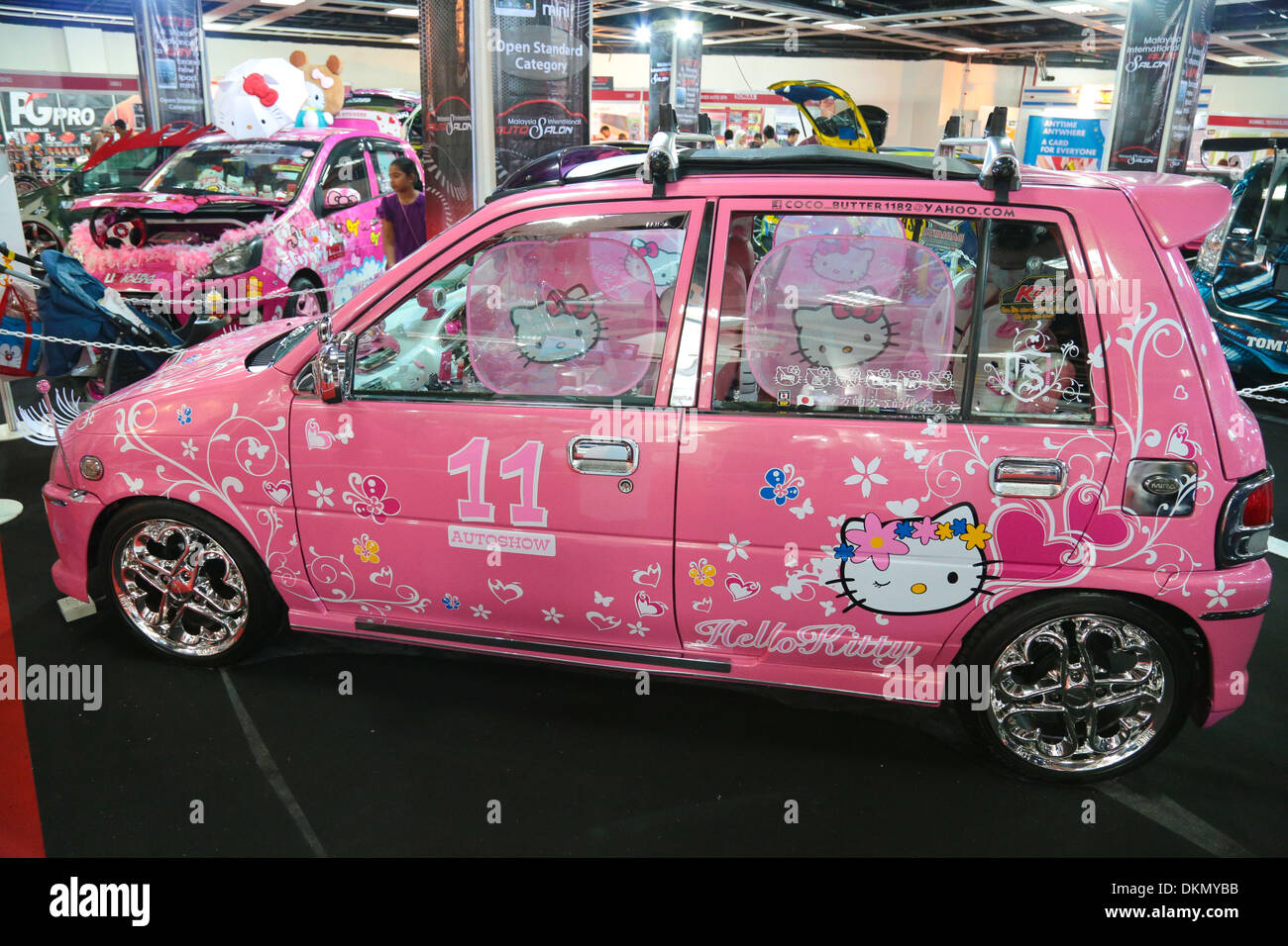 Car modified with Hello Kitty theme at KL International 