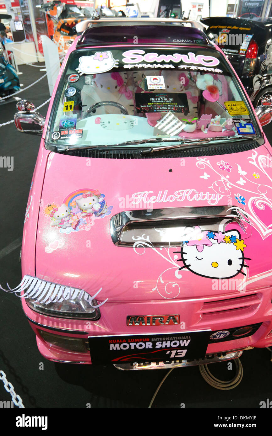 Car modified with Hello Kitty theme at KL International 
