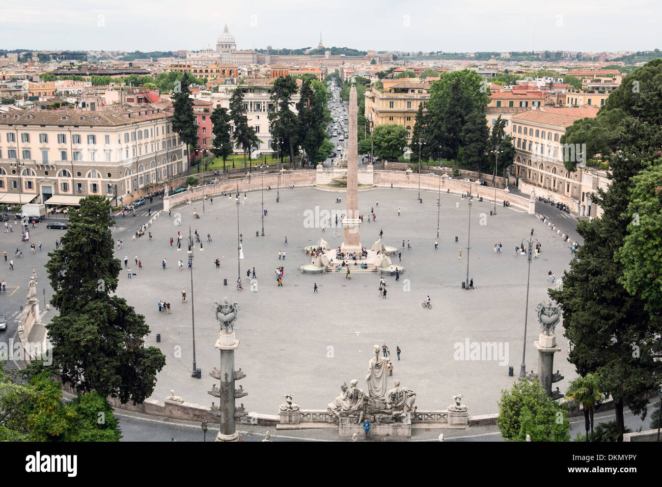 Panoramic view of Rome and Piazza del Popolo from Borghese gardens, Italy  Stock Photo - Alamy