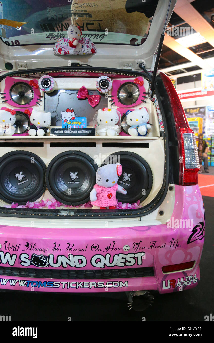 Car modified with Hello Kitty theme at KL International 