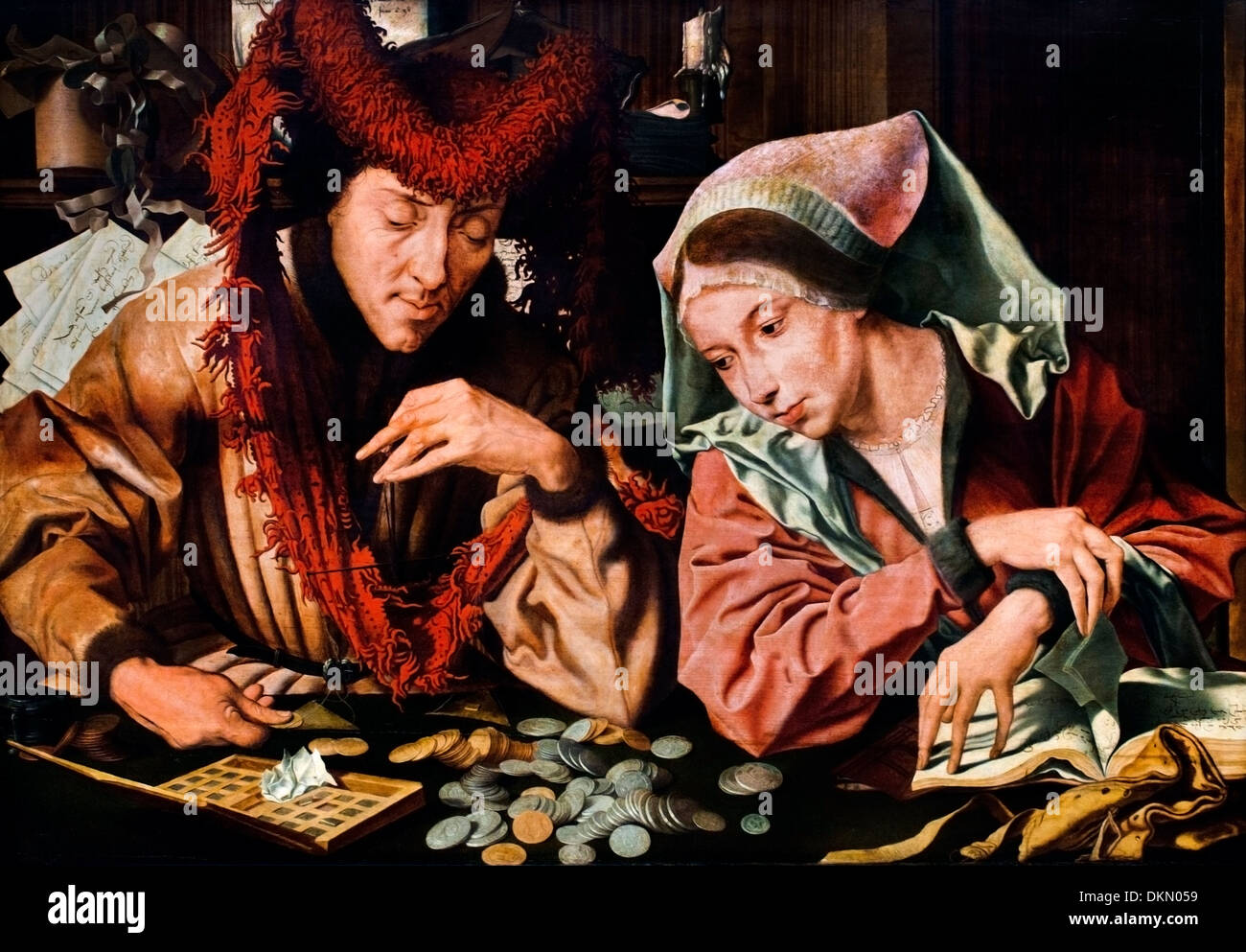 A tax collector with his wife by Marinus van Reymerswale - Reimerswaal 1490 - 1567 Dutch Netherlands Stock Photo