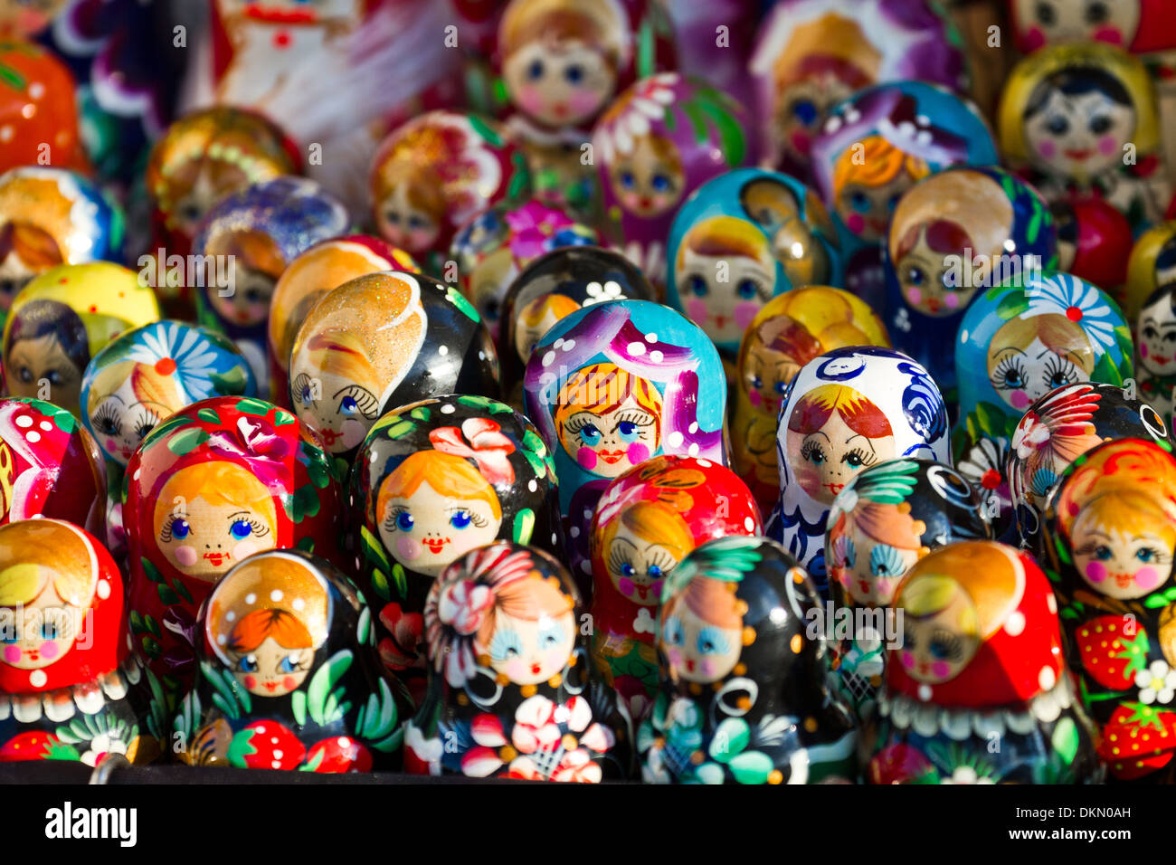 Wooden Russian matryoshka babushka dolls Stock Photo