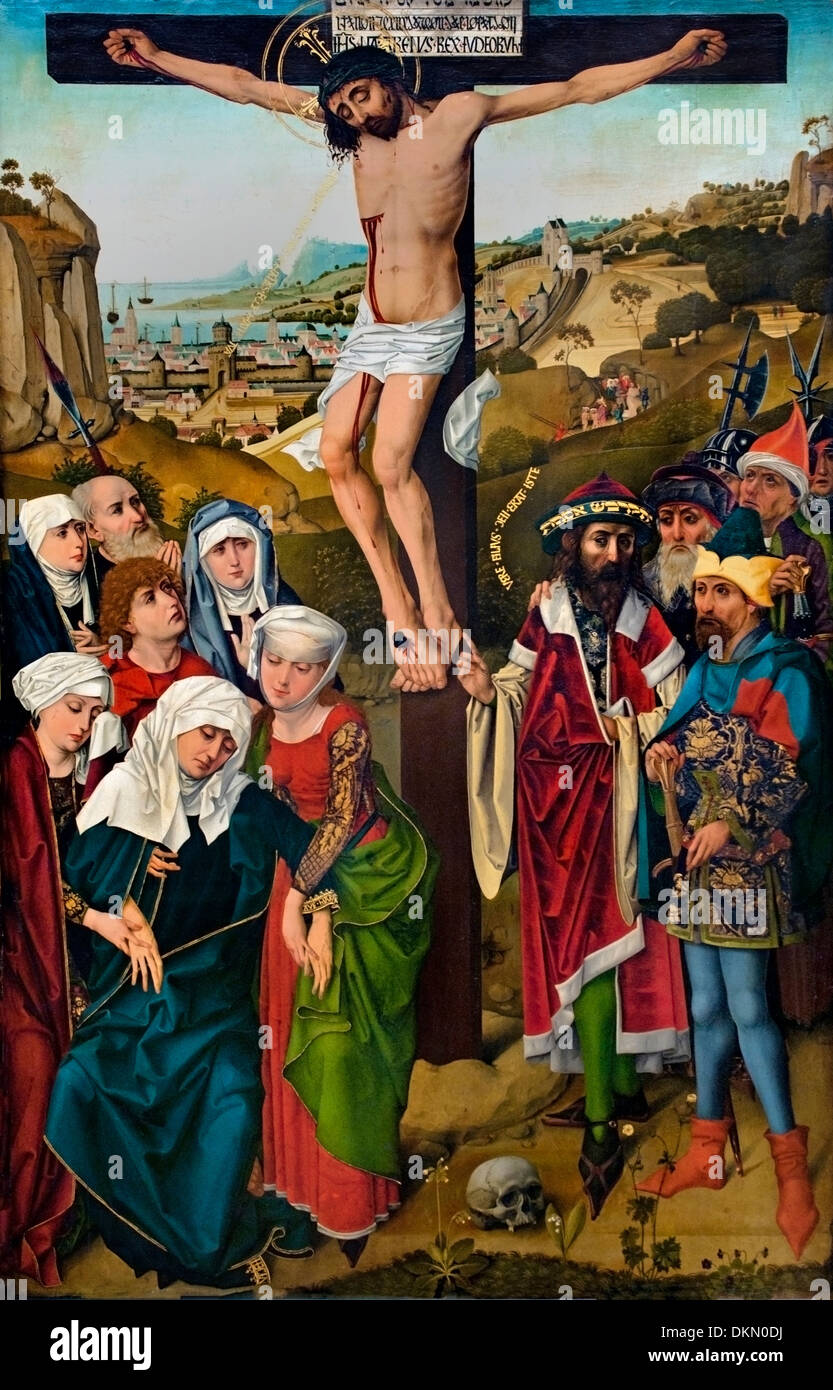 The Crucifixion by  Hans Pleydenwurff (1420–1472)  German Germany Stock Photo