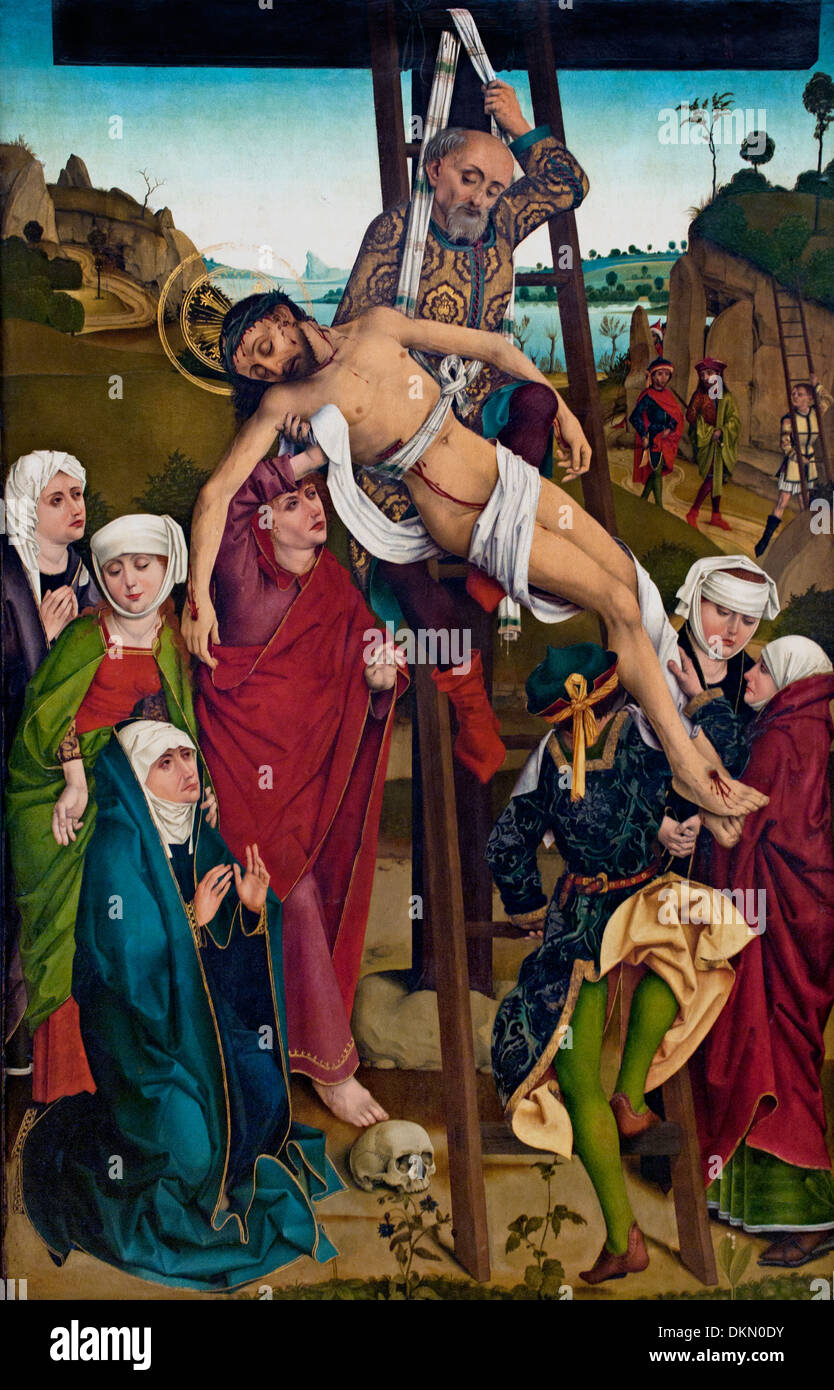 Kreuzabnahme - Descent from the Cross by Hans Pleydenwurff 1420-1472 German Germany Stock Photo