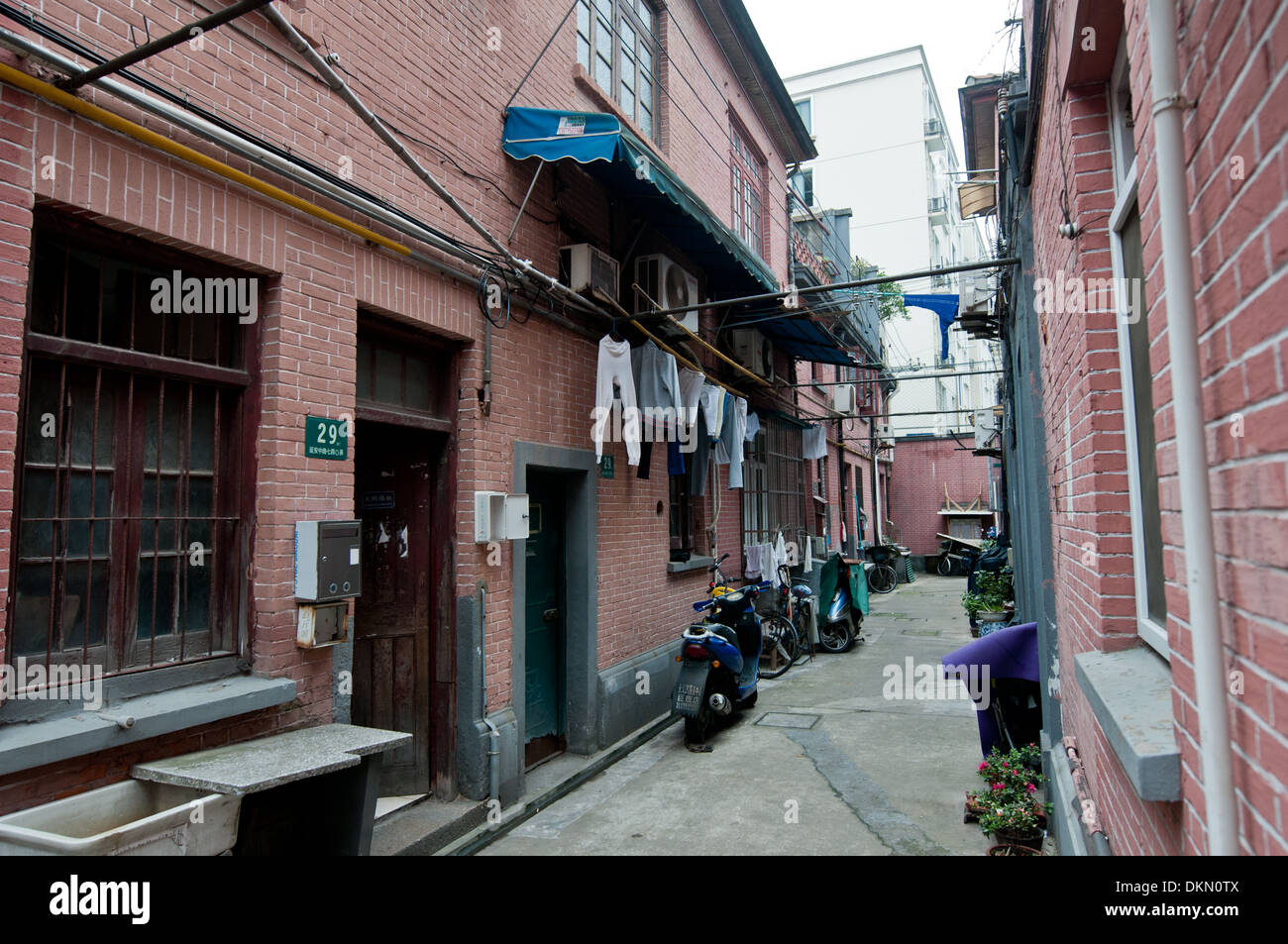 traditional Shanghainese architectural style area - Shikumen - combine of Western and Chinese elements, Shanghai, China Stock Photo