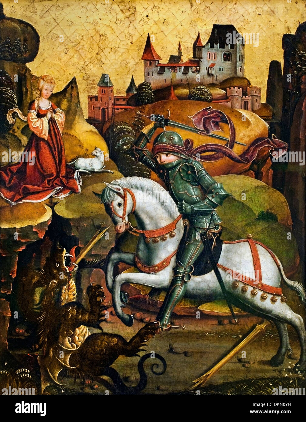 der Heilige Georg mit dem Drachen - St. George and the Dragon by Mair of Landshut 1455-1520 Germany Stock Photo