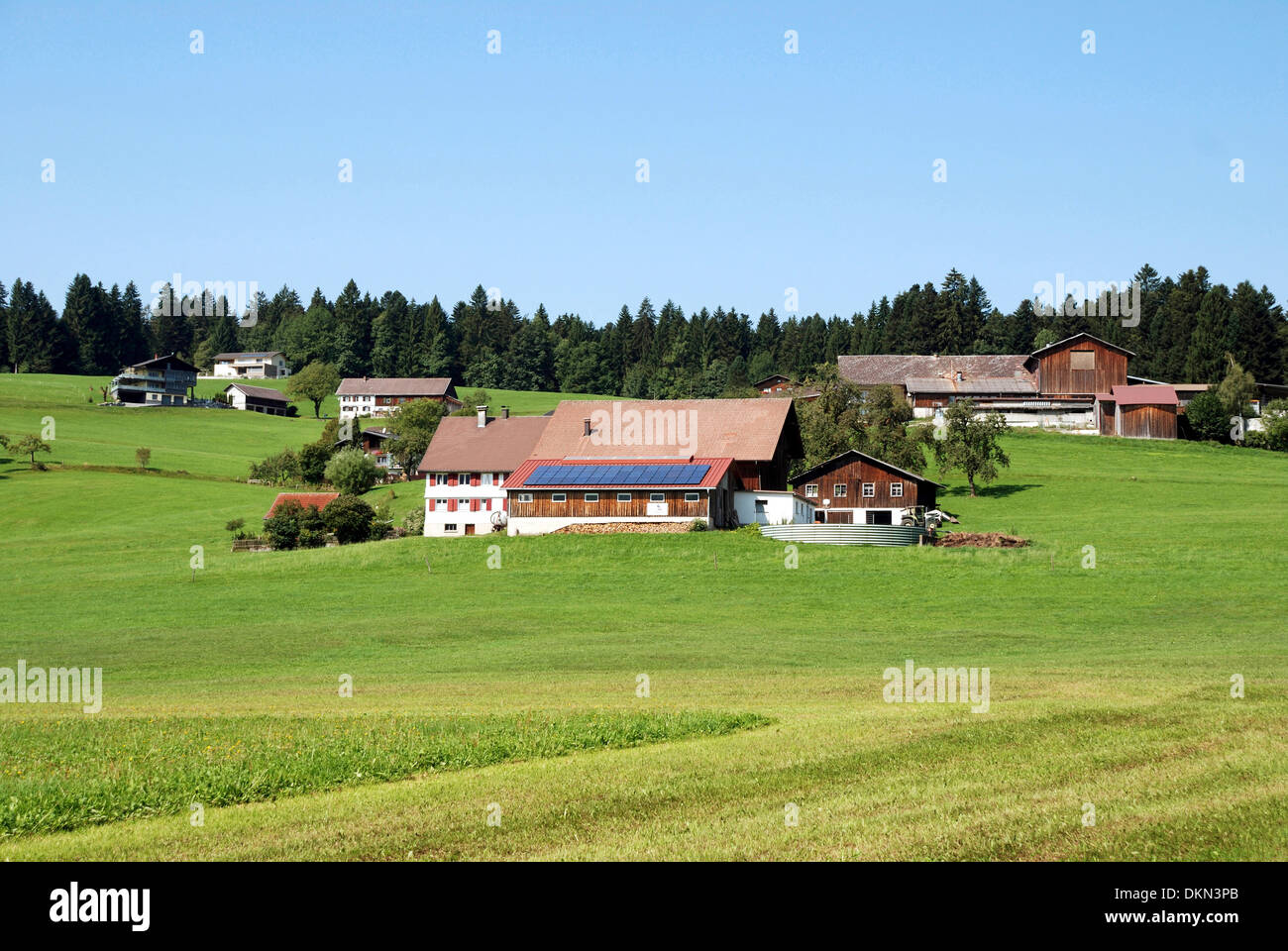 Farm in the Bregenz Forest near Langen in Austria. Stock Photo