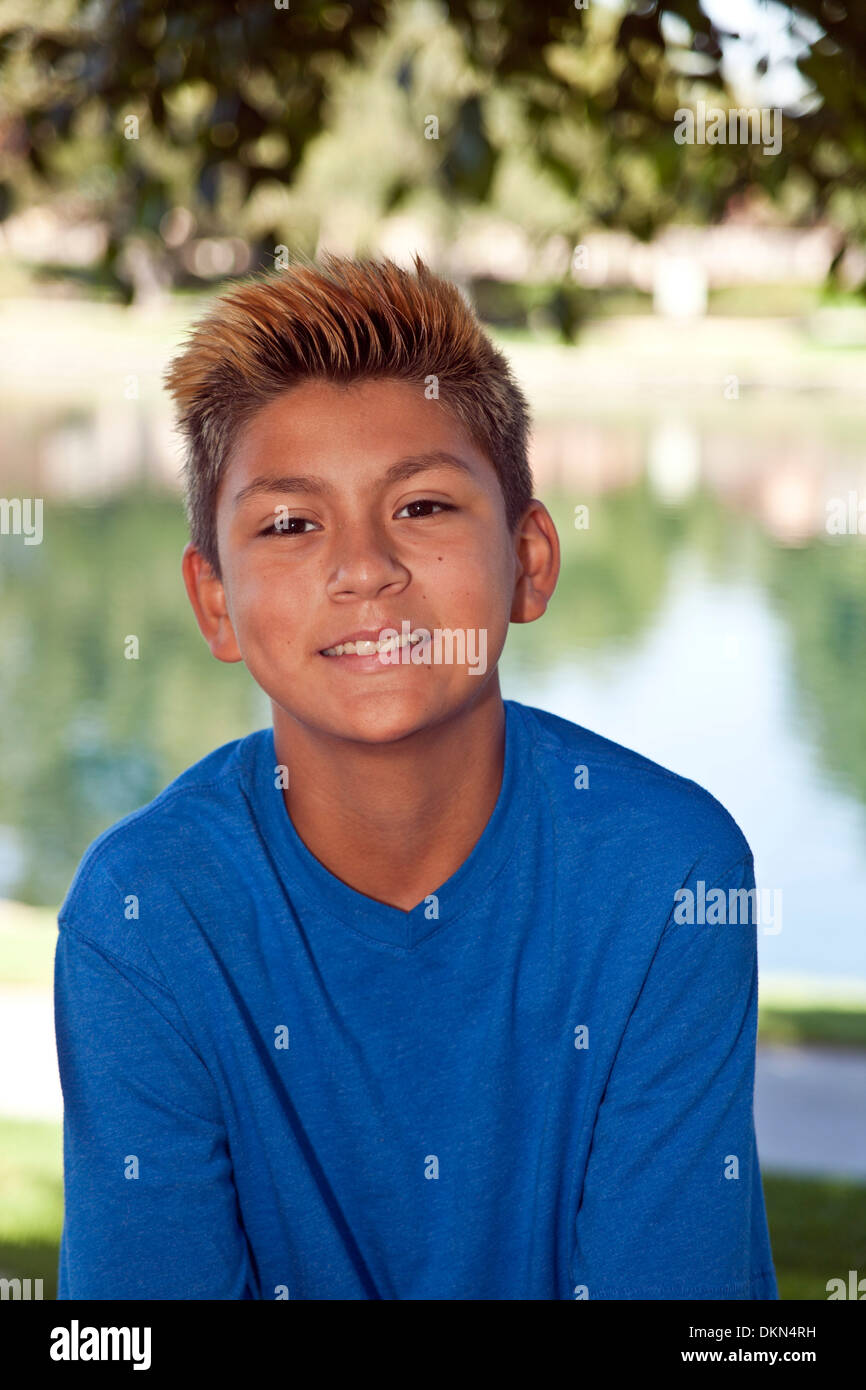 young person people 11-13 years old Hispanic boy outside multi racial diversity racially diverse multicultural cultural United States MR © Myrleen Pearson Stock Photo