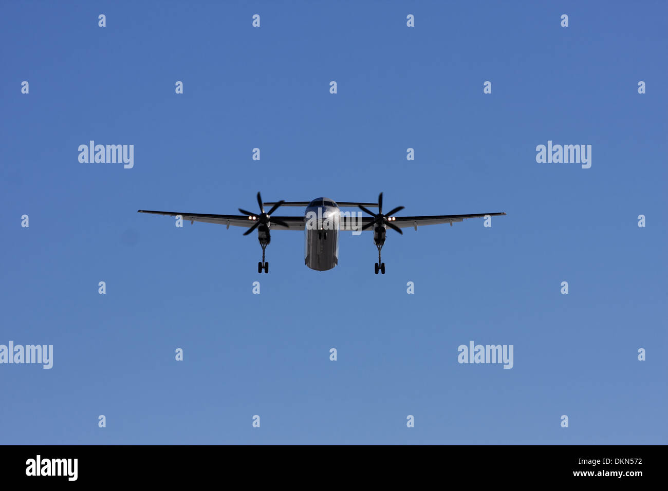 Bombardier De Havilland Canada DHC8 C-GLQE Porter Airlines approaching Ottawa International Airport YOW Canada, December 7, 2013 Stock Photo