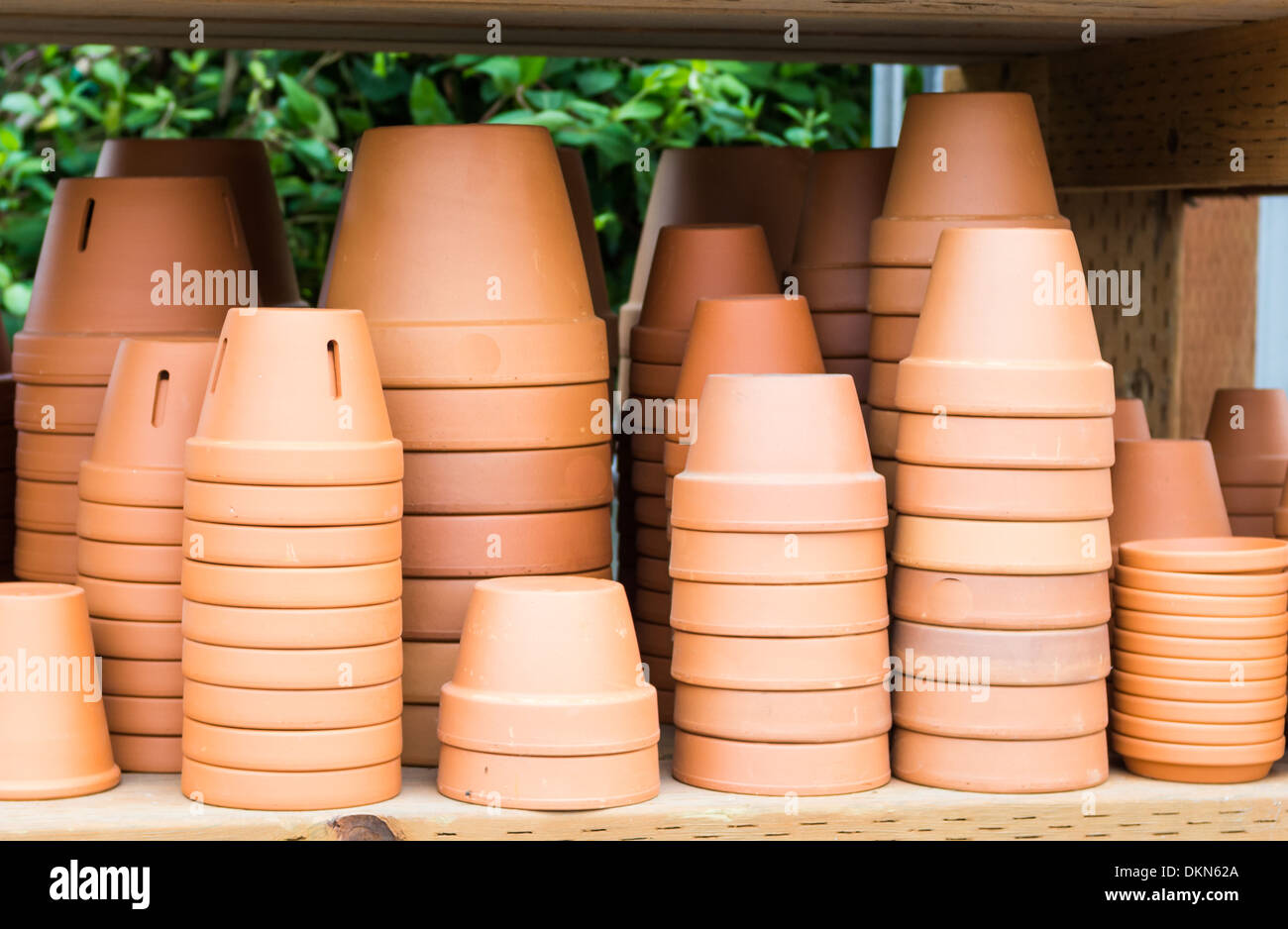 A display of clay or terracotta pots for planting Stock Photo Alamy