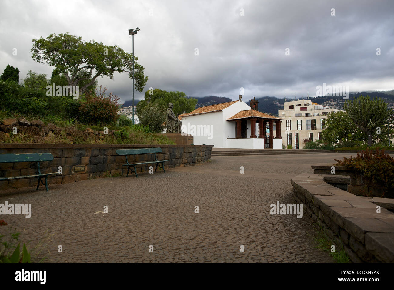Madeira, Funchal, the park, a monument to Christopher Columbus, the