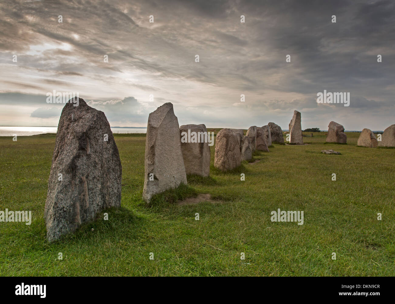 Stone setting Ales Stenar, Schonen, Sweden, Europe Stock Photo