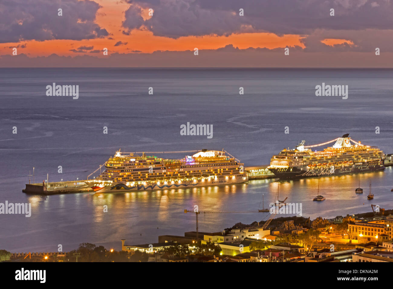 Harbour from Funchal with cruise ships, Madeira, Portugal Stock Photo