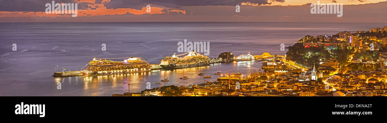 Harbour from Funchal with cruise ships, Madeira, Portugal Stock Photo