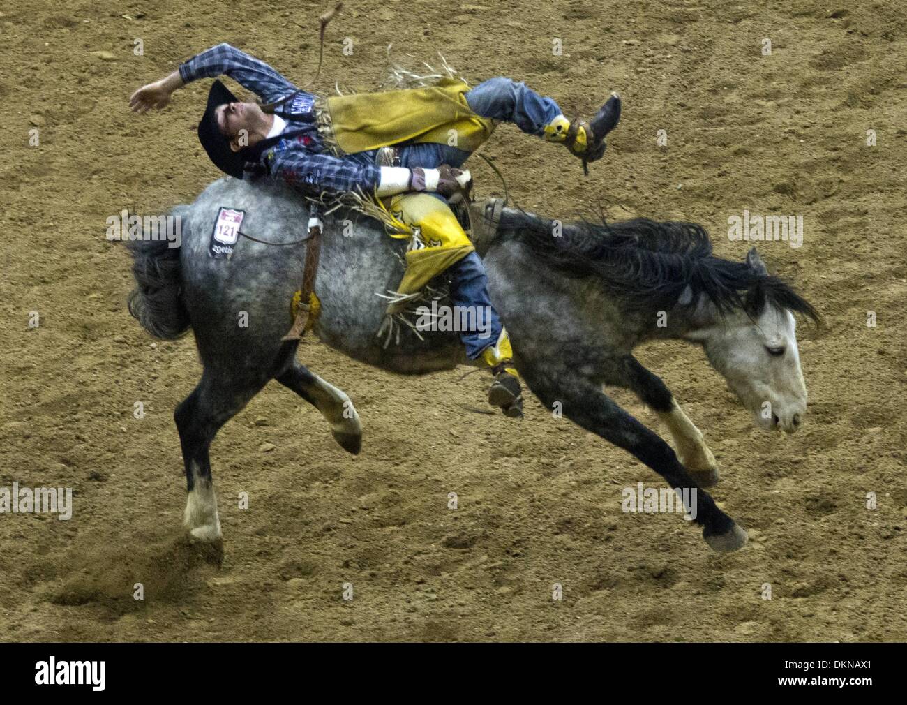 Las Vegas, Nevada, USA. 7th Dec, 2013. Bareback rider Bobby Mote holds ...