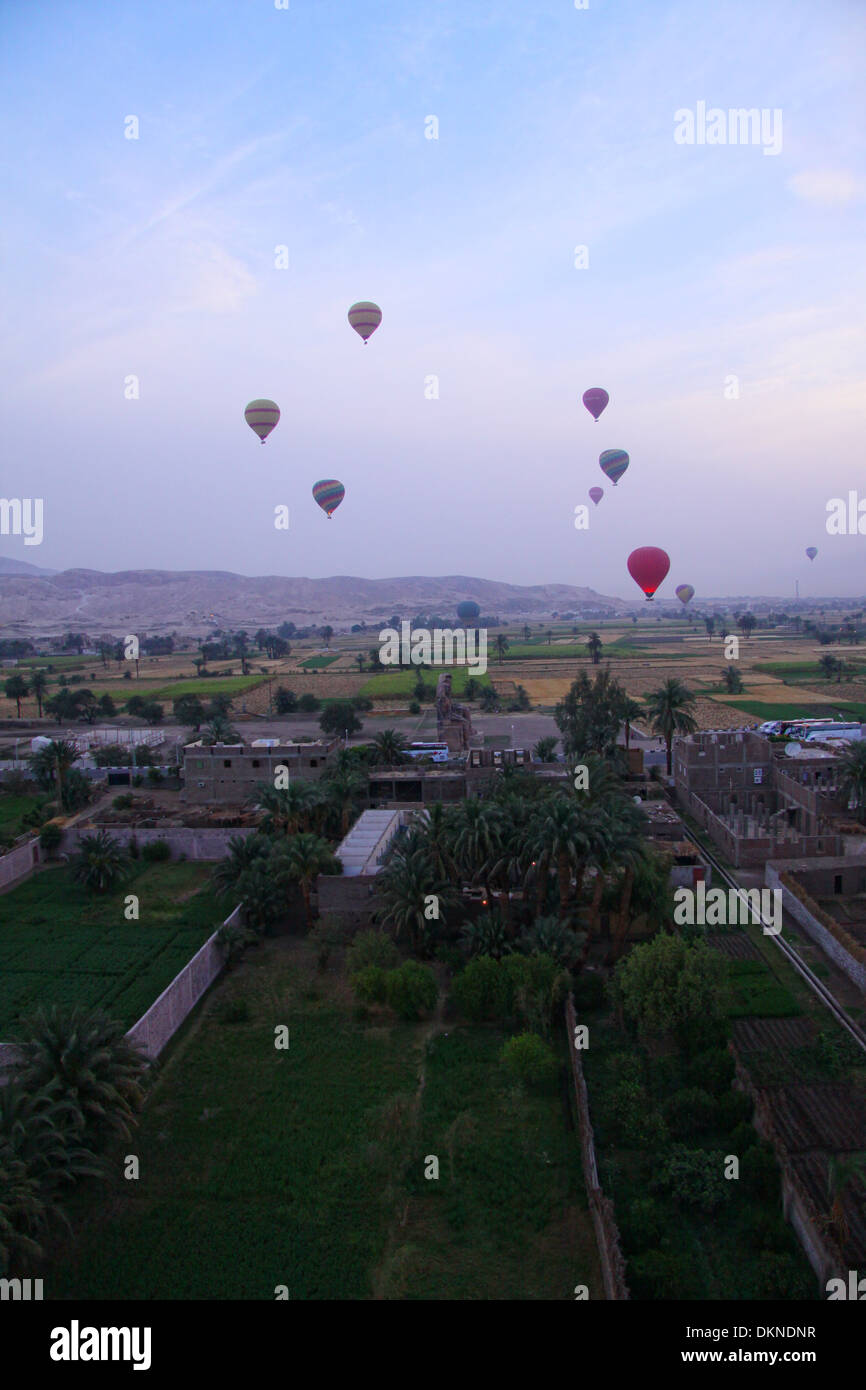 Hot air Balloons over luxor Stock Photo