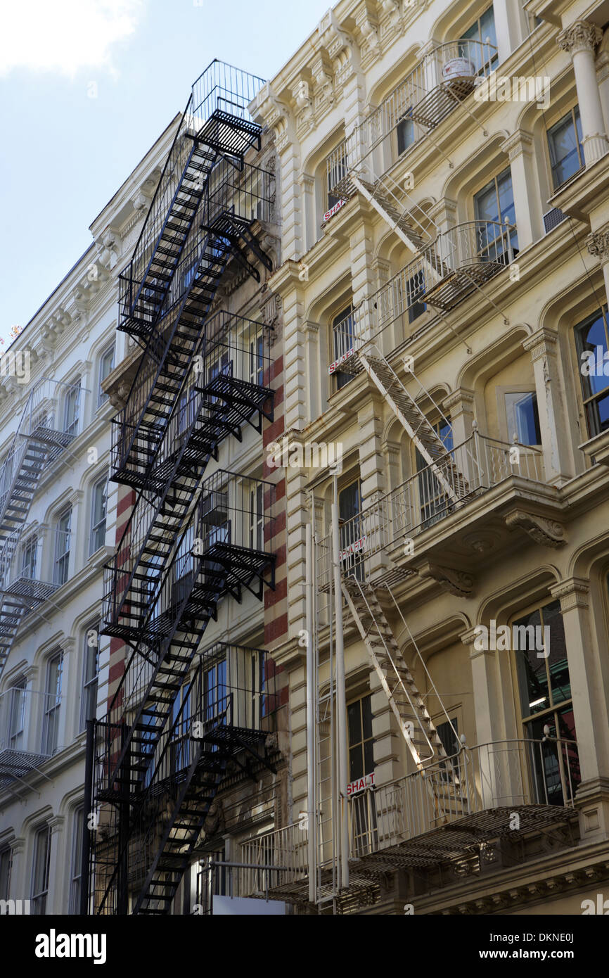 Fire Escapes at Little Italy, New York City, USA Stock Photo