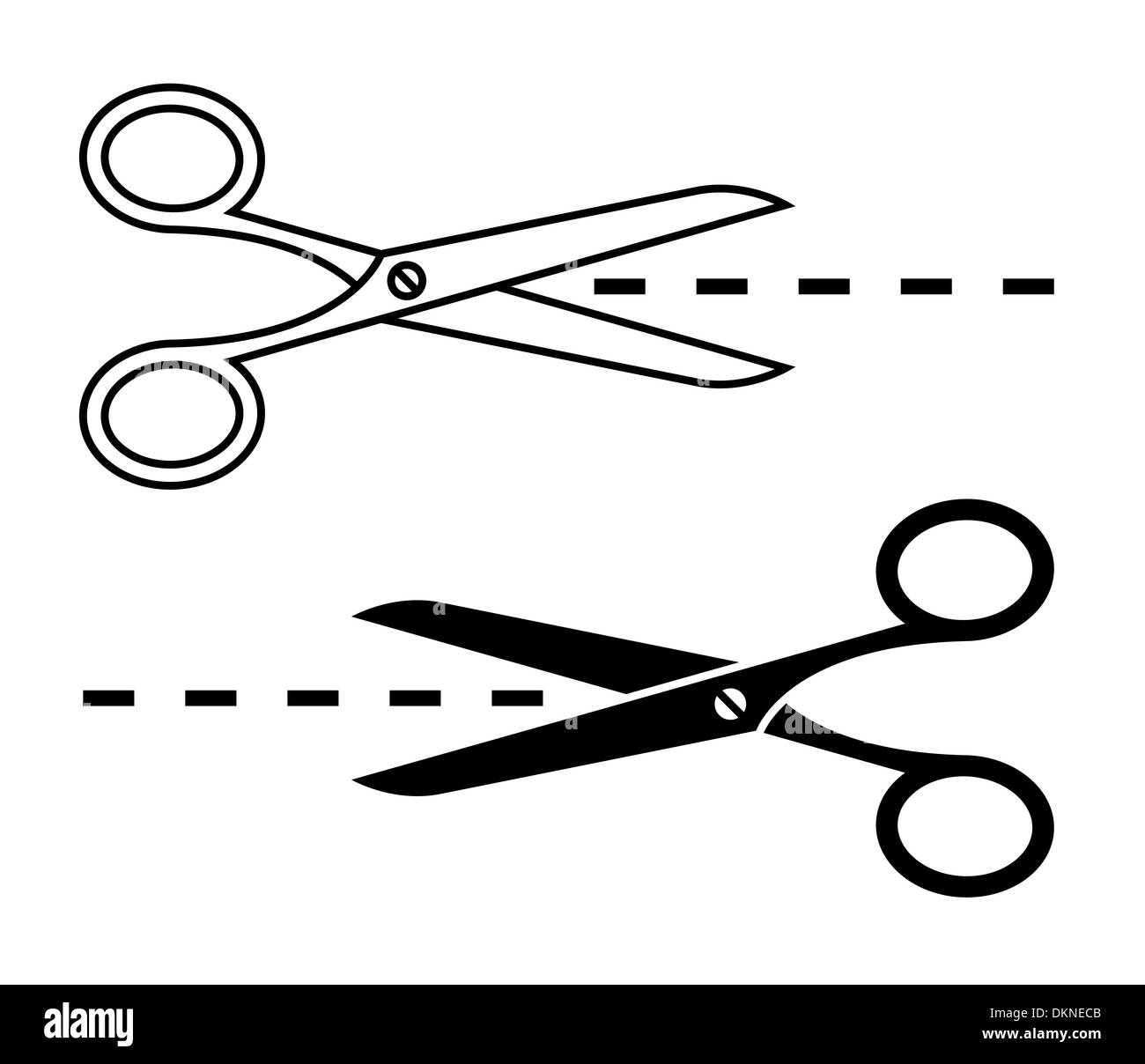 Vector scissors with cut lines. Set of cutting scissors Stock Photo Alamy