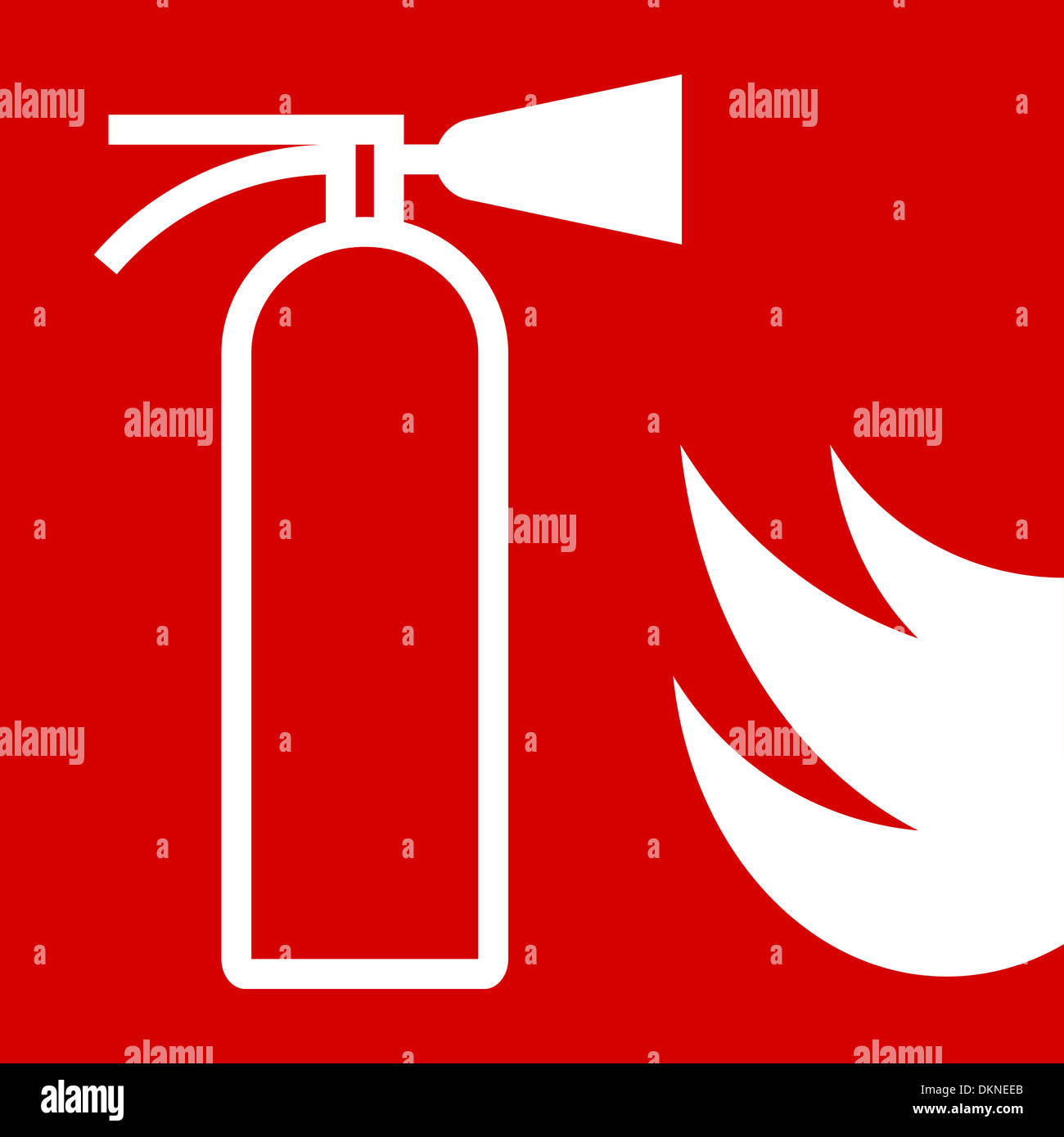 Fire extinguisher sign on red background Stock Photo - Alamy