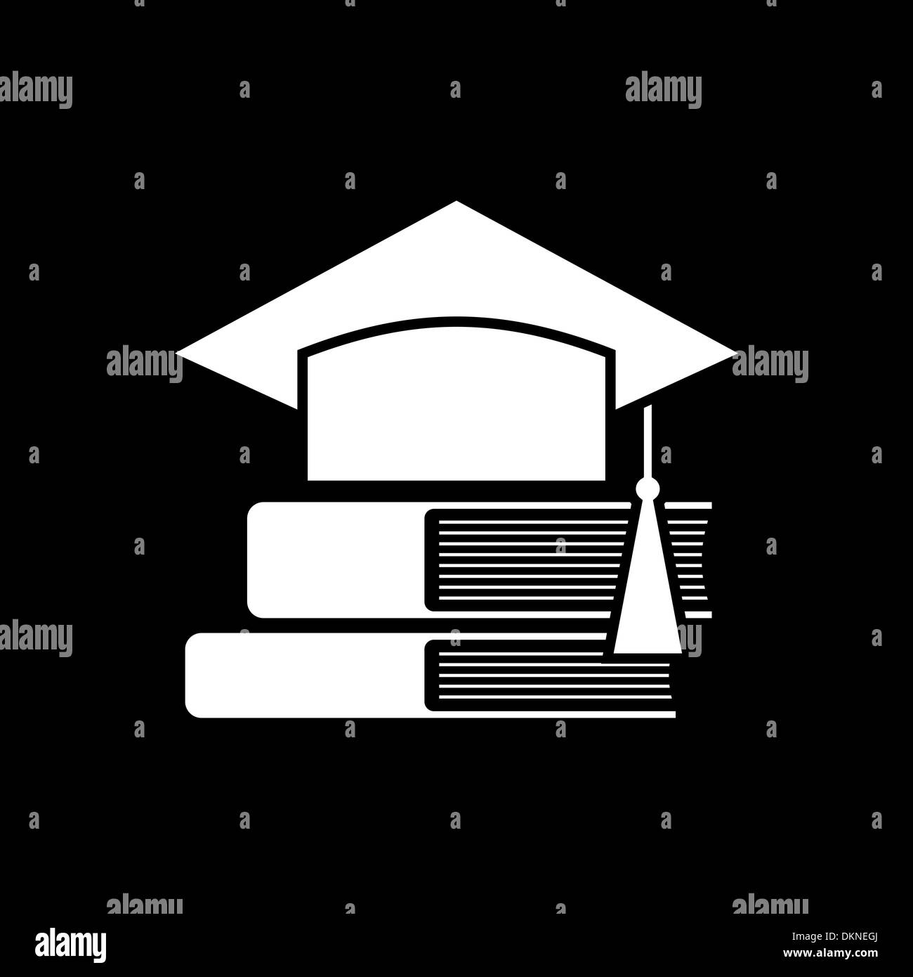 Mortar Board or Graduation Cap and books. Education symbol Stock Photo ...