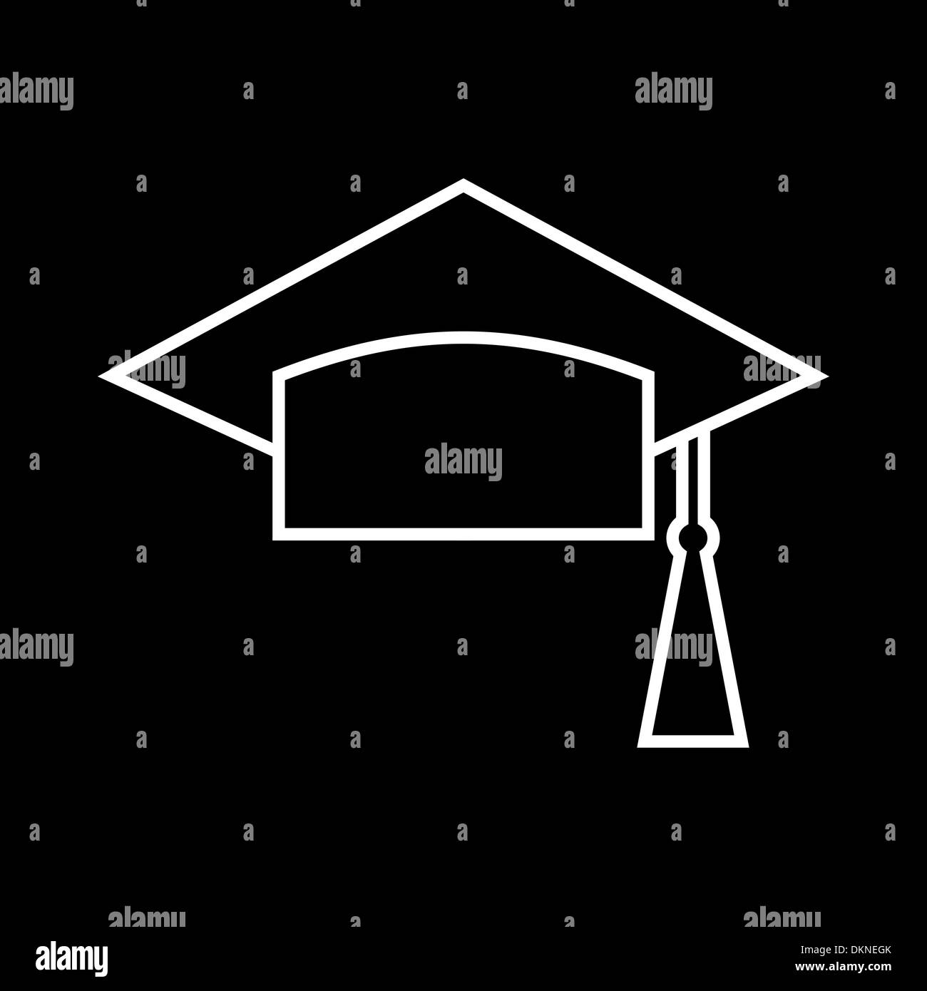 Outlined Mortar Board. Education symbol Stock Photo - Alamy