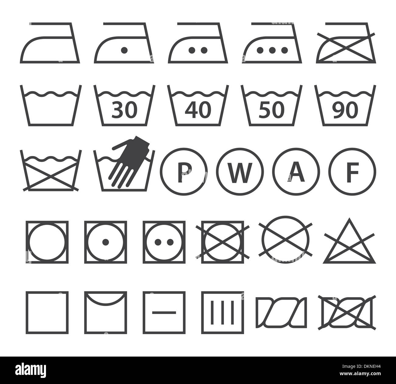 Set Of Washing Symbols Laundry Icons Isolated On White Background Stock Photo Alamy