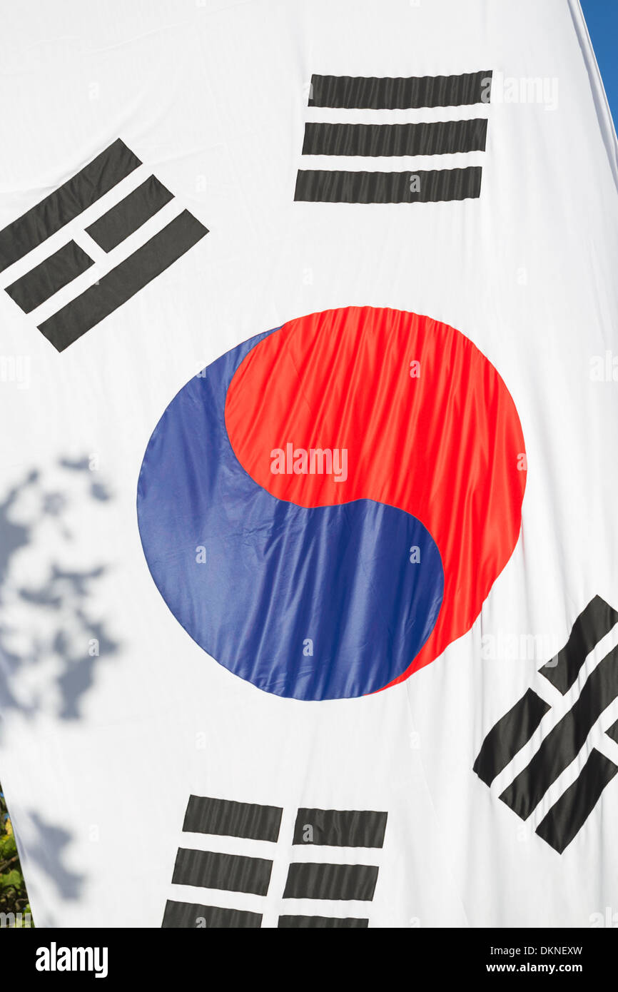 The national flag of South Korea. Stock Photo
