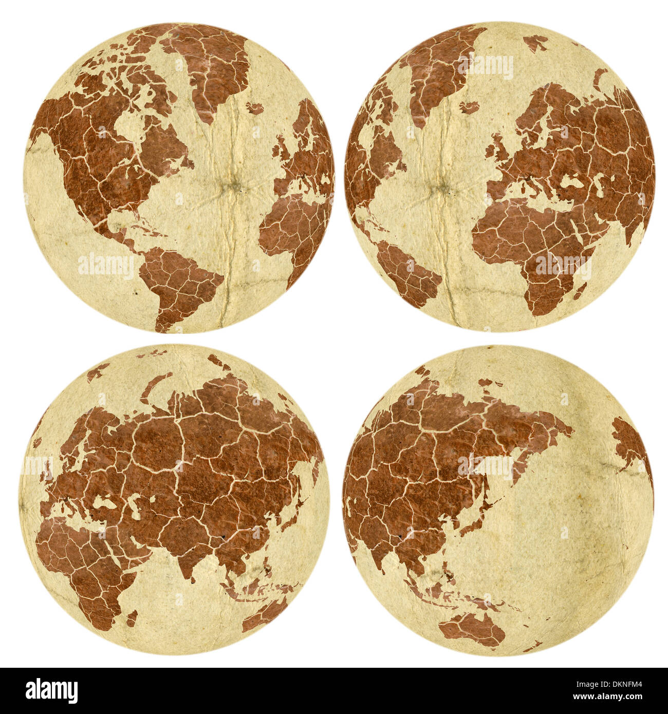 Collection of Earth globes isolated on white. Disaster concept Stock ...