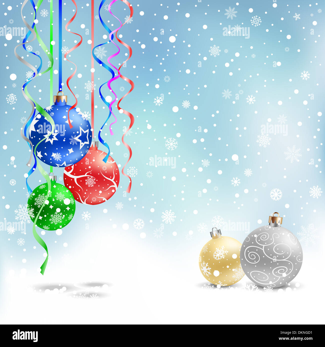 christmas bauble snow ribbon Stock Photo - Alamy